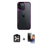 MARSİLYAN™- iPhone 15 Pro Max Kılıf Akış Çizgi Koleksiyonu - Siyah 3D Antistatik Mat Seramik Nano Ekran Koruyucu + PVD Metal Kamera Lens - TU
