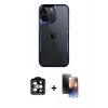 MARSİLYAN™- iPhone 15 Pro Max Kılıf Akış Çizgi Koleksiyonu - Siyah 3D Antistatik Mat Seramik Nano Ekran Koruyucu + PVD Metal Kamera Lens - TU