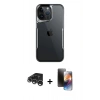 MARSİLYAN™- iPhone 15 Pro Max Kılıf Akış Çizgi Koleksiyonu - Siyah 3D Antistatik Mat Seramik Nano Ekran Koruyucu + Raze Metal Kamera Lens - GS