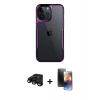 MARSİLYAN™- iPhone 15 Pro Max Kılıf Akış Çizgi Koleksiyonu - Siyah 3D Antistatik Mat Seramik Nano Ekran Koruyucu + Raze Metal Kamera Lens - SH