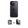 MARSİLYAN™- iPhone 15 Pro Max Kılıf Akış Çizgi Koleksiyonu - Siyah 3D Antistatik Mat Seramik Nano Ekran Koruyucu + PVD Metal Kamera Lens - LT
