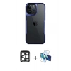 MARSİLYAN™- iPhone 15 Pro Max Kılıf Akış Çizgi Koleksiyonu - Siyah 3D Antistatik Seramik Nano Ekran Koruyucu + PVD Metal Kamera Lens - LT