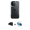 MARSİLYAN™- iPhone 15 Pro Max Kılıf Akış Çizgi Koleksiyonu - Siyah 3D Antistatik Seramik Nano Ekran Koruyucu + Raze Metal Kamera Lens - SH