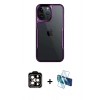MARSİLYAN™- iPhone 15 Pro Max Kılıf Akış Çizgi Koleksiyonu - Siyah 3D Antistatik Seramik Nano Ekran Koruyucu + PVD Metal Kamera Lens - TU