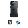 MARSİLYAN™- iPhone 15 Pro Max Kılıf Akış Çizgi Koleksiyonu - Siyah 3D Antistatik Seramik Nano Ekran Koruyucu + PVD Metal Kamera Lens - GI