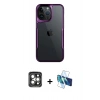 MARSİLYAN™- iPhone 15 Pro Max Kılıf Akış Çizgi Koleksiyonu - Siyah 3D Antistatik Seramik Nano Ekran Koruyucu + PVD Metal Kamera Lens - GI