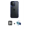 MARSİLYAN™- iPhone 15 Pro Max Kılıf Akış Çizgi Koleksiyonu - Siyah 3D Antistatik Seramik Nano Ekran Koruyucu + PVD Metal Kamera Lens - GI