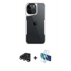 MARSİLYAN™- iPhone 15 Pro Max Kılıf Akış Çizgi Koleksiyonu - Siyah 3D Antistatik Seramik Nano Ekran Koruyucu + Raze Metal Kamera Lens - TMGI