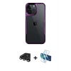 MARSİLYAN™- iPhone 15 Pro Max Kılıf Akış Çizgi Koleksiyonu - Siyah 3D Antistatik Seramik Nano Ekran Koruyucu + Raze Metal Kamera Lens - TMGI