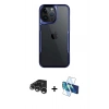 MARSİLYAN™- iPhone 15 Pro Max Kılıf Akış Çizgi Koleksiyonu - Siyah 3D Antistatik Seramik Nano Ekran Koruyucu + Gümüş Raze Metal Kamera Lens