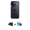 MARSİLYAN™- iPhone 15 Pro Max Kılıf Akış Çizgi Koleksiyonu - Siyah 3D Antistatik Seramik Nano Ekran Koruyucu + Raze Metal Kamera Lens - TMGI