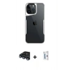 MARSİLYAN™- iPhone 15 Pro Max Kılıf Akış Çizgi Koleksiyonu - Siyah Bilvis 0.18mm Plus Cam Ekran Koruyucu + Raze Metal Kamera Lens - LT