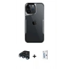 MARSİLYAN™- iPhone 15 Pro Max Kılıf Akış Çizgi Koleksiyonu - Siyah Bilvis 0.18mm Plus Cam Ekran Koruyucu + Raze Metal Kamera Lens - LT