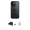 MARSİLYAN™- iPhone 15 Pro Max Kılıf Akış Çizgi Koleksiyonu - Siyah Bilvis 0.18mm Plus Cam Ekran Koruyucu + Raze Metal Kamera Lens - GS