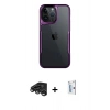 MARSİLYAN™- iPhone 15 Pro Max Kılıf Akış Çizgi Koleksiyonu - Siyah Bilvis 0.18mm Plus Cam Ekran Koruyucu + Raze Metal Kamera Lens - TMGI
