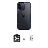 MARSİLYAN™- iPhone 15 Pro Max Kılıf Akış Çizgi Koleksiyonu - Siyah Bilvis 0.18mm Plus Cam Ekran Koruyucu + PVD Metal Kamera Lens - TU