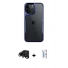 MARSİLYAN™- iPhone 15 Pro Max Kılıf Akış Çizgi Koleksiyonu - Siyah Bilvis 0.18mm Plus Cam Ekran Koruyucu + Raze Metal Kamera Lens - SH