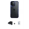 MARSİLYAN™- iPhone 15 Pro Max Kılıf Akış Çizgi Koleksiyonu - Siyah Bilvis 0.18mm Plus Cam Ekran Koruyucu + Raze Metal Kamera Lens - LT