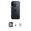 MARSİLYAN™- iPhone 15 Pro Max Kılıf Akış Çizgi Koleksiyonu - Siyah Bilvis 0.18mm Plus Cam Ekran Koruyucu + PVD Metal Kamera Lens - LT