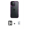 MARSİLYAN™- iPhone 15 Pro Max Kılıf Akış Çizgi Koleksiyonu - Siyah Bilvis 0.18mm Plus Cam Ekran Koruyucu + PVD Metal Kamera Lens - GS