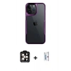 MARSİLYAN™- iPhone 15 Pro Max Kılıf Akış Çizgi Koleksiyonu - Siyah Bilvis 0.18mm Plus Cam Ekran Koruyucu + PVD Metal Kamera Lens - TU