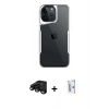MARSİLYAN™- iPhone 15 Pro Max Kılıf Akış Çizgi Koleksiyonu - Siyah Bilvis 0.18mm Plus Cam Ekran Koruyucu + Raze Metal Kamera Lens - SH
