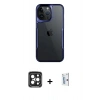 MARSİLYAN™- iPhone 15 Pro Max Kılıf Akış Çizgi Koleksiyonu - Siyah Bilvis 0.18mm Plus Cam Ekran Koruyucu + Siyah PVD Metal Kamera Lens