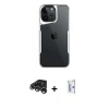 MARSİLYAN™- iPhone 15 Pro Max Kılıf Akış Çizgi Koleksiyonu - Siyah Bilvis 0.18mm Plus Cam Ekran Koruyucu + Raze Metal Kamera Lens - GS