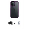 MARSİLYAN™- iPhone 15 Pro Max Kılıf Akış Çizgi Koleksiyonu - Siyah Bilvis 0.18mm Plus Cam Ekran Koruyucu + Raze Metal Kamera Lens - SH