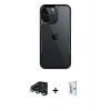 MARSİLYAN™- iPhone 15 Pro Max Kılıf Akış Çizgi Koleksiyonu - Siyah Bilvis 0.18mm Plus Cam Ekran Koruyucu + Raze Metal Kamera Lens - LT