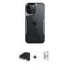 MARSİLYAN™- iPhone 15 Pro Max Kılıf Akış Çizgi Koleksiyonu - Siyah Bilvis 0.18mm Plus Cam Ekran Koruyucu + Raze Metal Kamera Lens - TMGI