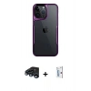 MARSİLYAN™- iPhone 15 Pro Max Kılıf Akış Çizgi Koleksiyonu - Siyah Bilvis 0.18mm Plus Cam Ekran Koruyucu + Raze Metal Kamera Lens - LT