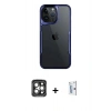 MARSİLYAN™- iPhone 15 Pro Max Kılıf Akış Çizgi Koleksiyonu - Siyah Bilvis 0.18mm Plus Cam Ekran Koruyucu + PVD Metal Kamera Lens - GI