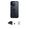 MARSİLYAN™- iPhone 15 Pro Max Kılıf Akış Çizgi Koleksiyonu - Siyah Bilvis 0.18mm Plus Cam Ekran Koruyucu + Raze Metal Kamera Lens - GS