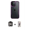 MARSİLYAN™- iPhone 15 Pro Max Kılıf Akış Çizgi Koleksiyonu - Siyah Bilvis 3D Cam Ekran Koruyucu + PVD Metal Kamera Lens - TU