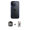 MARSİLYAN™- iPhone 15 Pro Max Kılıf Akış Çizgi Koleksiyonu - Siyah Bilvis 3D Cam Ekran Koruyucu + PVD Metal Kamera Lens - TU