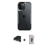 MARSİLYAN™- iPhone 15 Pro Max Kılıf Akış Çizgi Koleksiyonu - Siyah Bilvis 3D Cam Ekran Koruyucu + Raze Metal Kamera Lens - GS