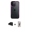 MARSİLYAN™- iPhone 15 Pro Max Kılıf Akış Çizgi Koleksiyonu - Siyah Bilvis 3D Cam Ekran Koruyucu + Raze Metal Kamera Lens - SH