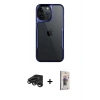 MARSİLYAN™- iPhone 15 Pro Max Kılıf Akış Çizgi Koleksiyonu - Siyah Bilvis 3D Cam Ekran Koruyucu + Raze Metal Kamera Lens - TMGI