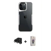 MARSİLYAN™- iPhone 15 Pro Max Kılıf Akış Çizgi Koleksiyonu - Siyah Bilvis 3D Cam Ekran Koruyucu + Raze Metal Kamera Lens - SH