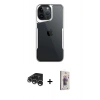 MARSİLYAN™- iPhone 15 Pro Max Kılıf Akış Çizgi Koleksiyonu - Siyah Bilvis 3D Cam Ekran Koruyucu + Raze Metal Kamera Lens - GS