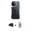 MARSİLYAN™- iPhone 15 Pro Max Kılıf Akış Çizgi Koleksiyonu - Siyah Bilvis 3D Cam Ekran Koruyucu + Raze Metal Kamera Lens - TMGI