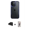 MARSİLYAN™- iPhone 15 Pro Max Kılıf Akış Çizgi Koleksiyonu - Siyah Bilvis 3D Cam Ekran Koruyucu + Raze Metal Kamera Lens - SH