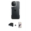 MARSİLYAN™- iPhone 15 Pro Max Kılıf Akış Çizgi Koleksiyonu - Siyah Bilvis 3D Mat Cam Ekran Koruyucu + Raze Metal Kamera Lens - LT