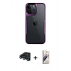 MARSİLYAN™- iPhone 15 Pro Max Kılıf Akış Çizgi Koleksiyonu - Siyah Bilvis 3D Mat Cam Ekran Koruyucu + Raze Metal Kamera Lens - LT