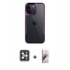 MARSİLYAN™- iPhone 15 Pro Max Kılıf Akış Çizgi Koleksiyonu - Siyah Bilvis 3D Mat Cam Ekran Koruyucu + PVD Metal Kamera Lens - SH