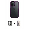 MARSİLYAN™- iPhone 15 Pro Max Kılıf Akış Çizgi Koleksiyonu - Siyah Bilvis 3D Mat Cam Ekran Koruyucu + PVD Metal Kamera Lens - GS