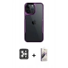MARSİLYAN™- iPhone 15 Pro Max Kılıf Akış Çizgi Koleksiyonu - Siyah Bilvis 3D Mat Cam Ekran Koruyucu + PVD Metal Kamera Lens - GI