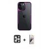 MARSİLYAN™- iPhone 15 Pro Max Kılıf Akış Çizgi Koleksiyonu - Siyah Bilvis 3D Mat Cam Ekran Koruyucu + PVD Metal Kamera Lens - LT