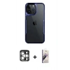 MARSİLYAN™- iPhone 15 Pro Max Kılıf Akış Çizgi Koleksiyonu - Siyah Bilvis 3D Mat Cam Ekran Koruyucu + PVD Metal Kamera Lens - GS